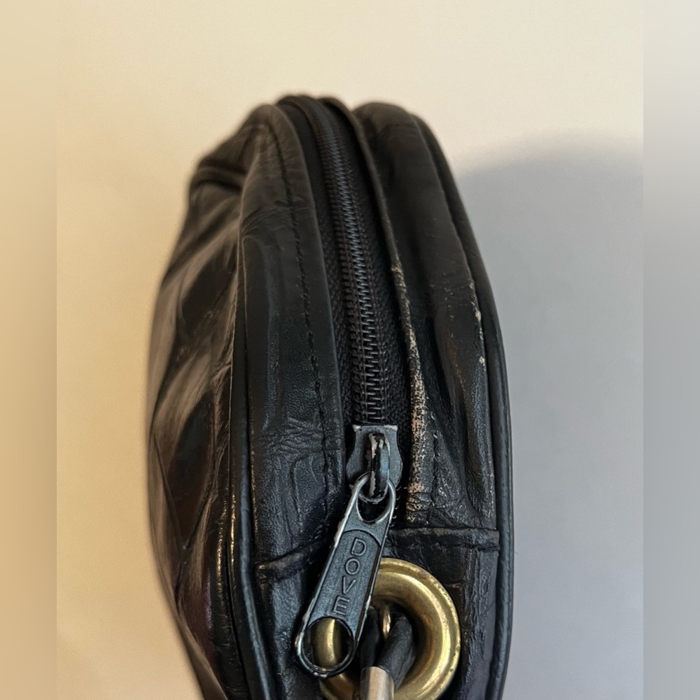 Vintage Black Embossed Patchwork Circle Crossbody… - image 4